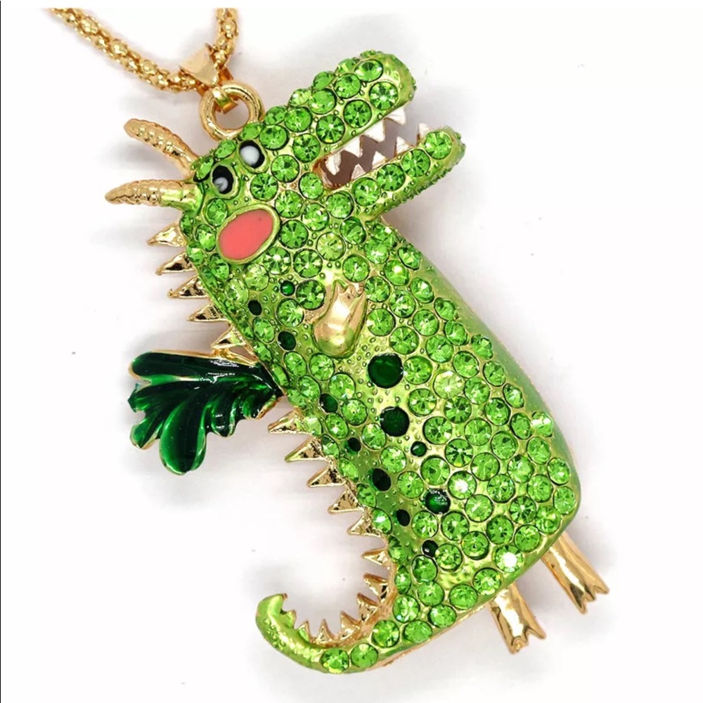 Crystal Green Dinosaur Necklace (Big Pendant)